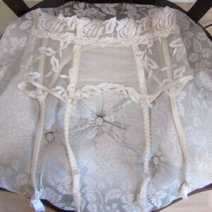 Deadstock LISE CHARMEL Cream & White Sheer Garter Belt--NWOT's--Size Small